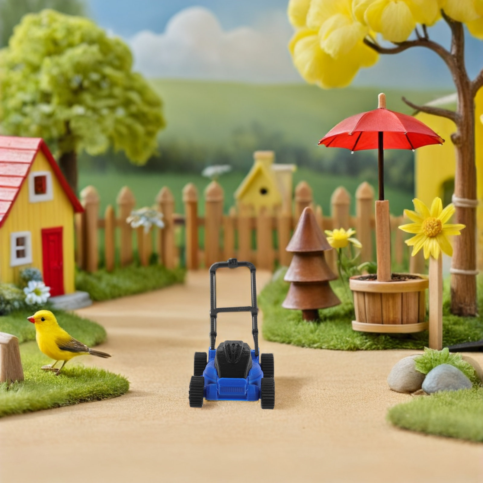Mini Lawn Mower Miniature Doll - Gardening Tools Girly ulasan dan harga