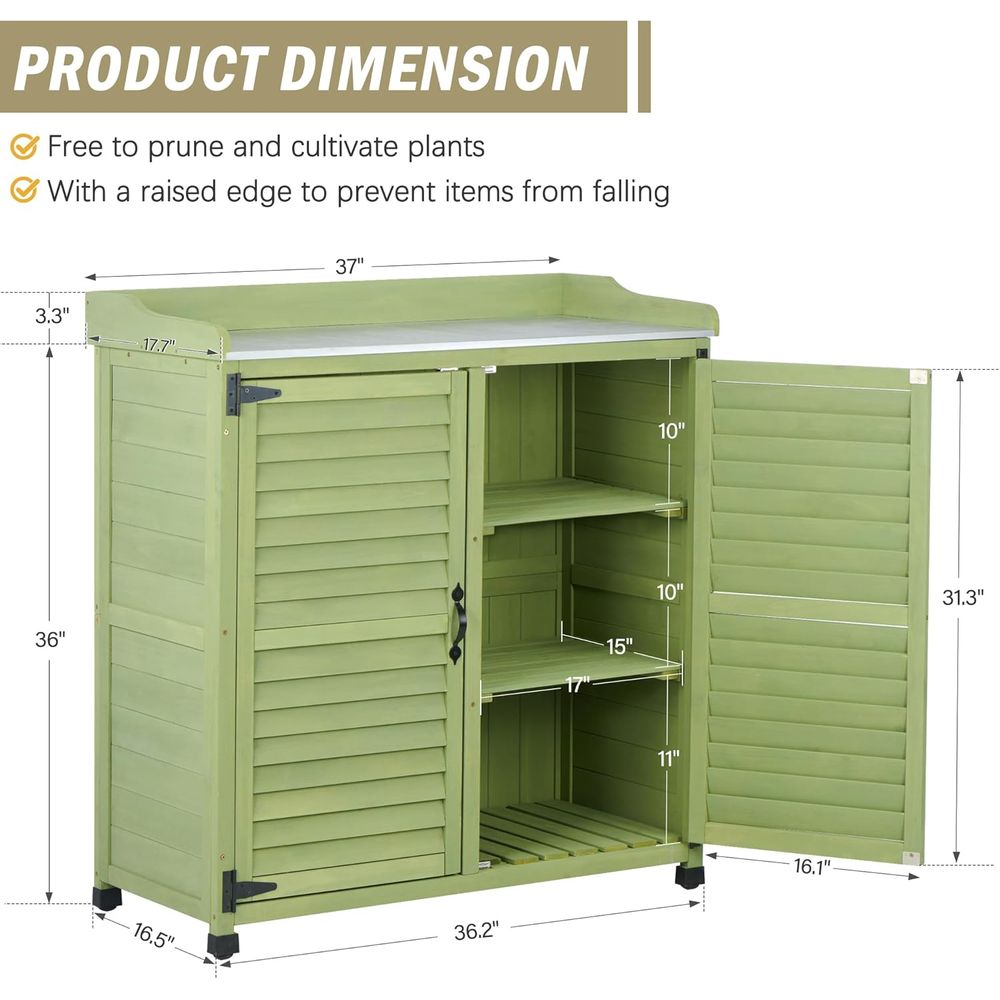 Outdoor Potting Bench with Met - Gardening Tools Wooden ulasan dan harga