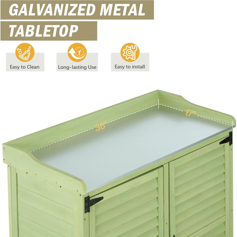 Outdoor Potting Bench with Met - Gardening Tools Wooden ulasan dan harga