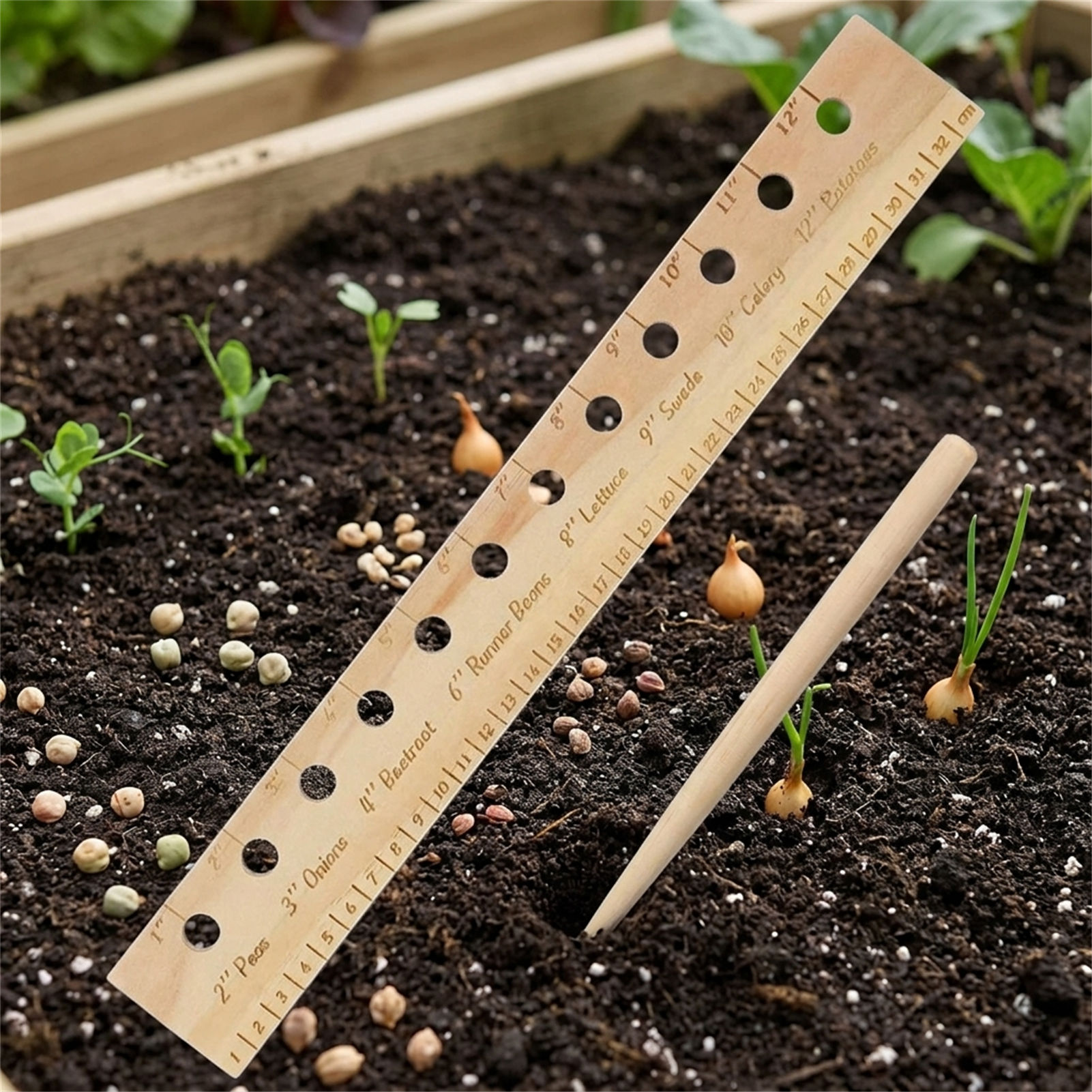 Solid Wood Planting Ruler for  - Gardening Tools Wooden ulasan dan harga