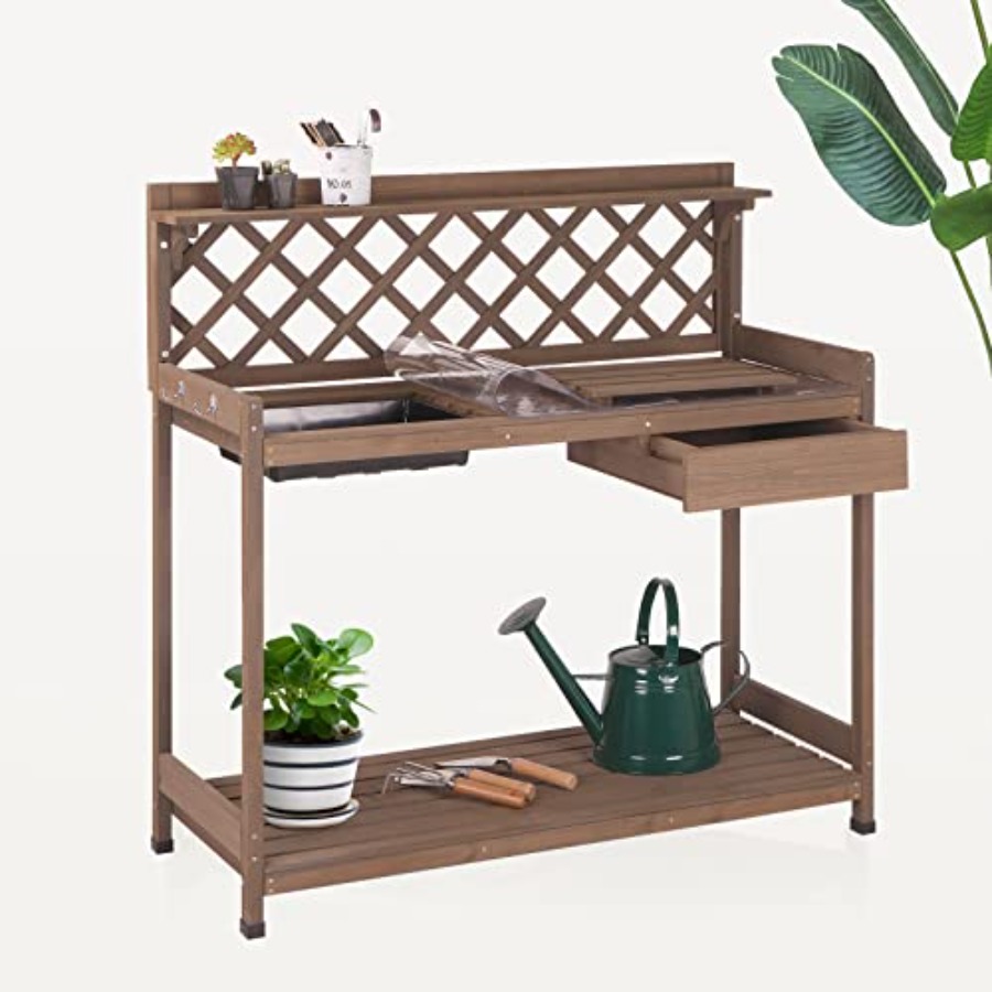Outdoor Potting Bench For Gard - Gardening Tools Wooden ulasan dan harga