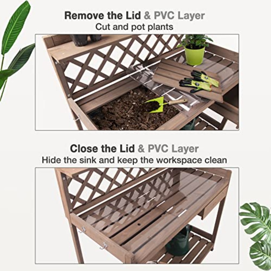 Outdoor Potting Bench For Gard - Gardening Tools Wooden ulasan dan harga