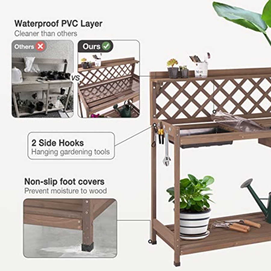 Outdoor Potting Bench For Gard - Gardening Tools Wooden ulasan dan harga