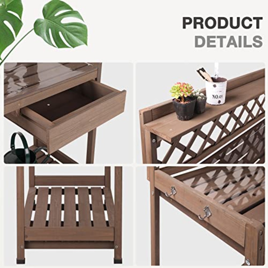 Outdoor Potting Bench For Gard - Gardening Tools Wooden ulasan dan harga