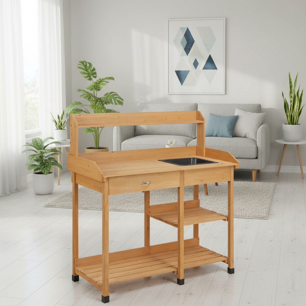 Wooden Potting Bench Garden Wo - Gardening Tools Wooden ulasan dan harga